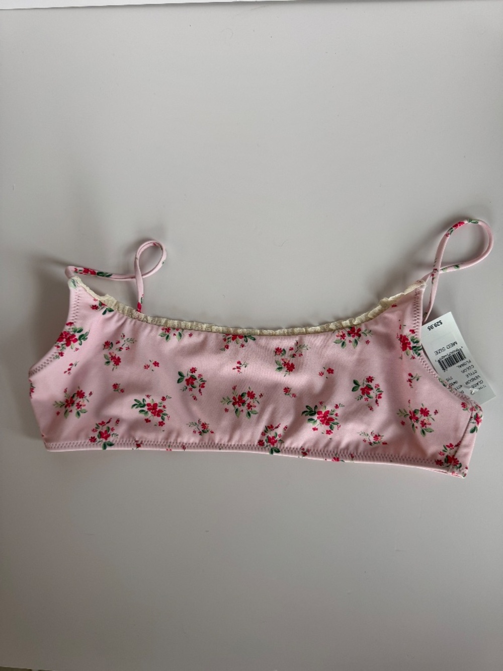 PacSun Beverly Beck Pink Floral Ruffle Bikini Top Women's Medium NWT